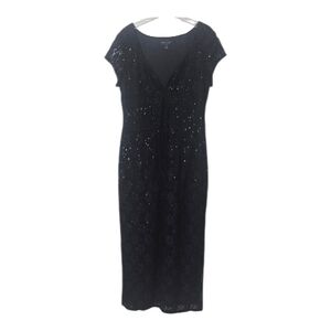 Connected Apparel Black Sequin Lace Long Formal Gown – Size 16 Sparkle Cocktail